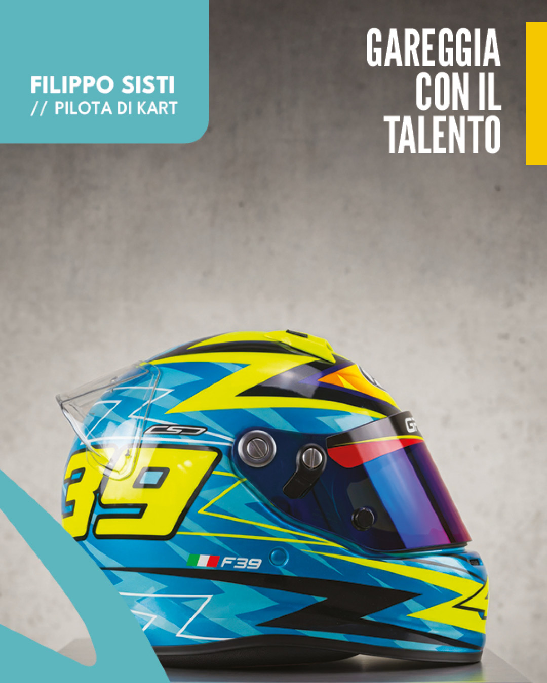 Grafica per giovani piloti di go-kart: comunicazione e sponsor